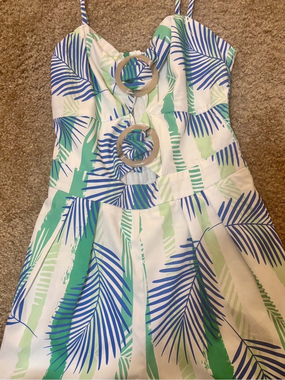 Tropical Palm-Print Girls Romper